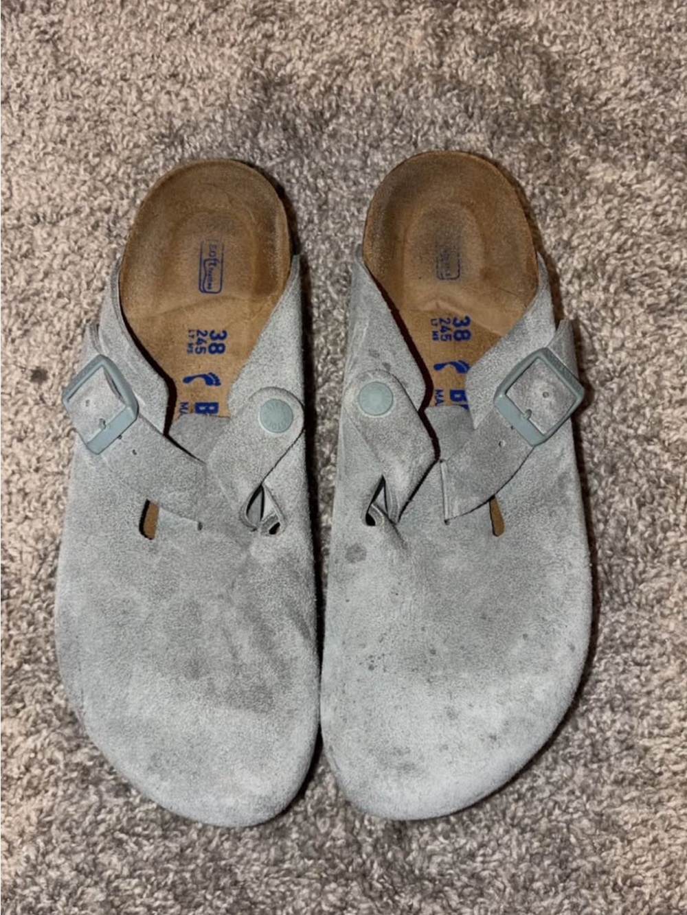 Birkenstock Women's Grey Suede Boston Clogs